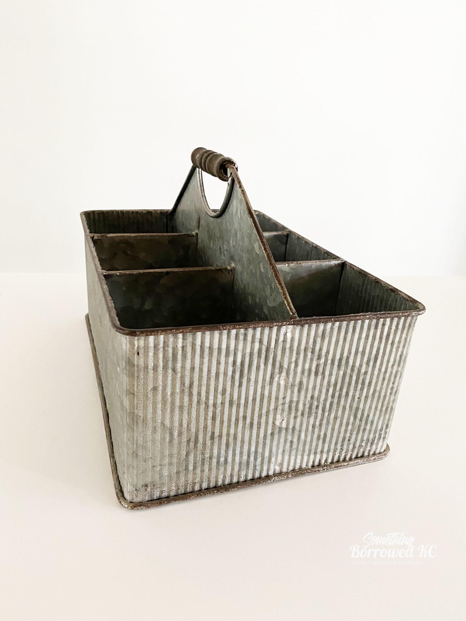 Galvanized Metal Square Silverware Holder Caddy Something