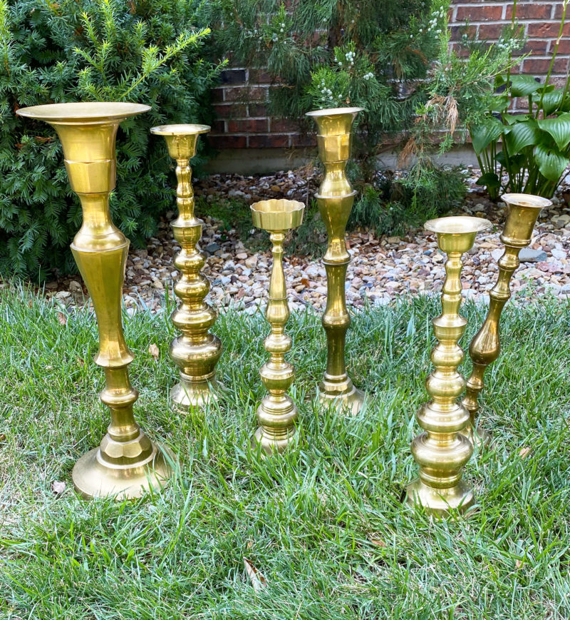 Brass Extra Large Floor Pillar Candle Holders Traditional Style 5 Something Borrowed Kc 7125