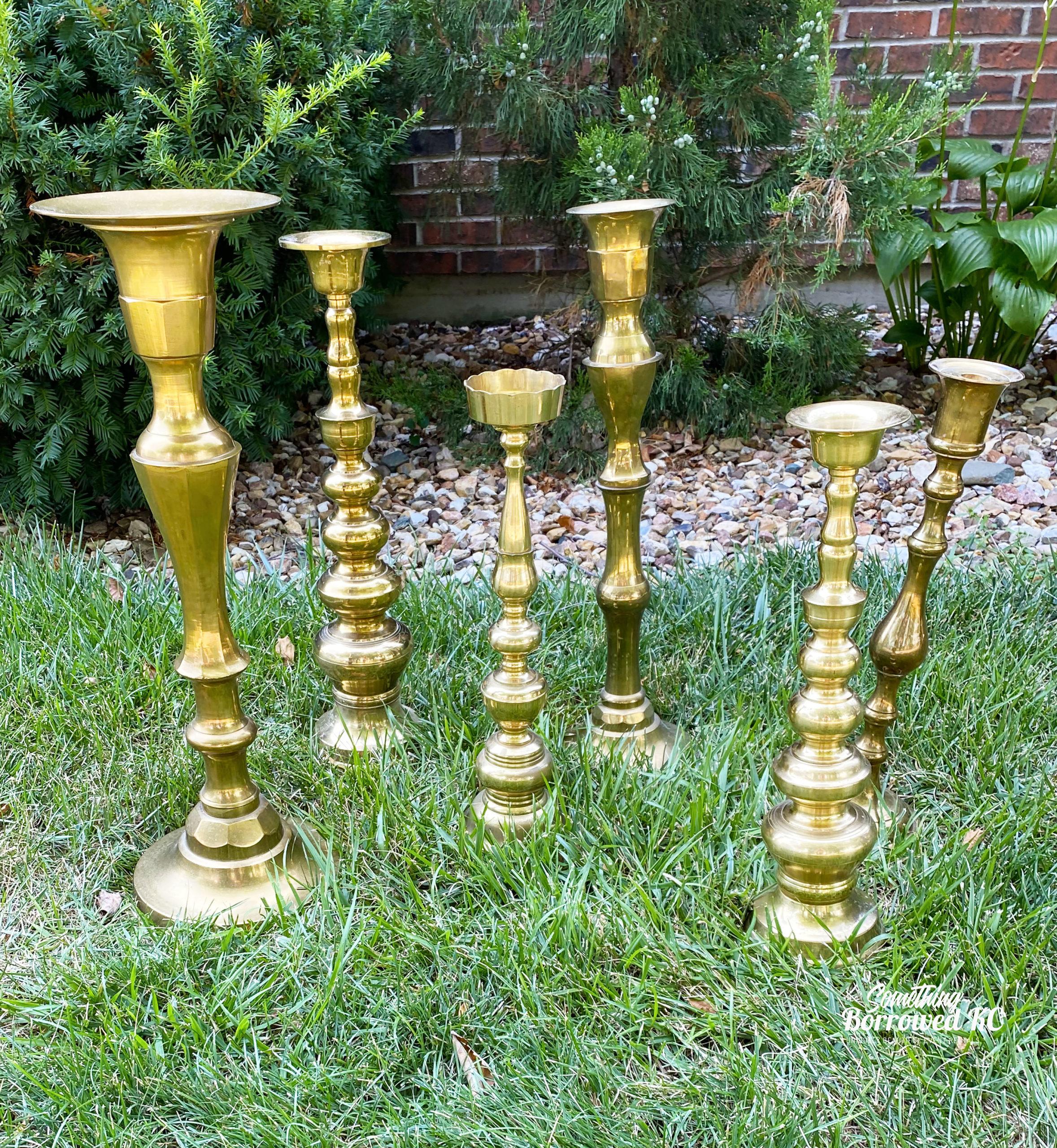 Brass Candlesticks Set of 5 Pedestal Candle Holders Brass Candle