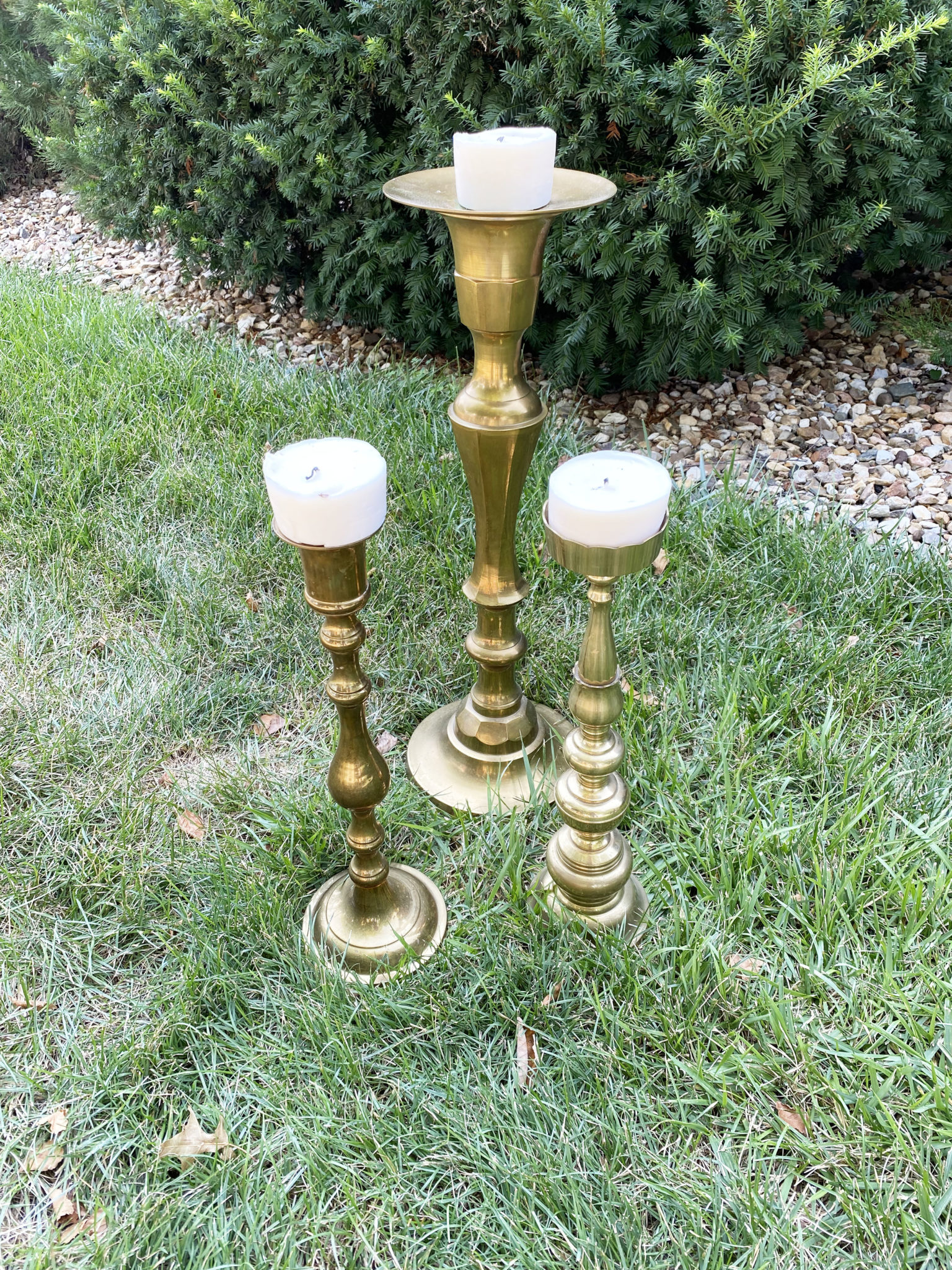 Brass Extra Large Floor Pillar Candle Holders Traditional Style5