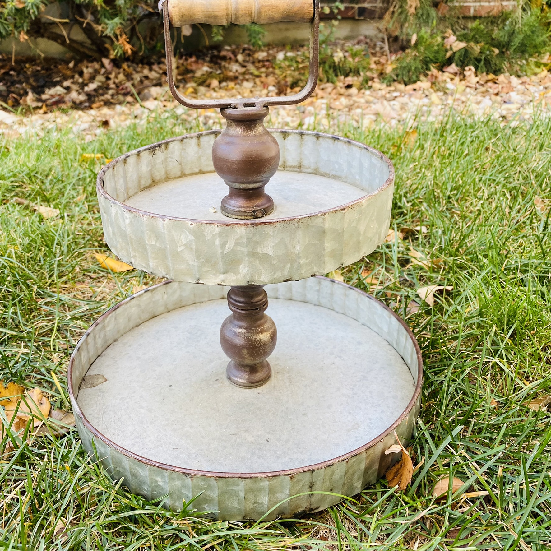 2 Tiered Farmhouse Galvanized Metal Tart Tin Tray Server 5 Something Borrowed Kc